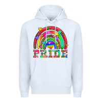 White lgbtq pride and rainbow Premium Hoodie - HRA Design Shop