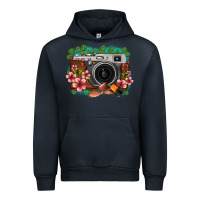 Navy floral lotus leaf film roll vintage camera Urban Hoodie - FaDigitalArtStudio
