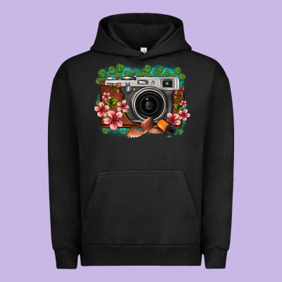 Floral Lotus Leaf Film Roll Vintage Camera Urban Hoodie Designed By Fadigitalartstudio