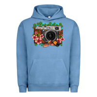 Pigment Pebble Blue floral lotus leaf film roll vintage camera Urban Hoodie - FaDigitalArtStudio