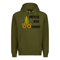 Army Green america needs farmers Premium Hoodie - CowhideDigitalArt