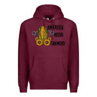 Burgundy america needs farmers Premium Hoodie - CowhideDigitalArt