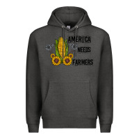Charcoal Heather america needs farmers Premium Hoodie - CowhideDigitalArt