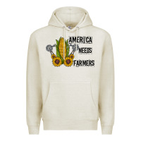 Oatmeal Heather america needs farmers Premium Hoodie - CowhideDigitalArt