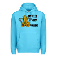 Ocean Blue america needs farmers Premium Hoodie - CowhideDigitalArt