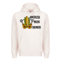 Pale Pink america needs farmers Premium Hoodie - CowhideDigitalArt