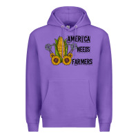 Purple america needs farmers Premium Hoodie - CowhideDigitalArt
