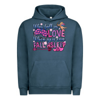 Pigment Midnight Navy why fall in love when you can fall asleep Urban Hoodie - OliviaCreatesArt