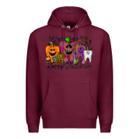 Burgundy happy halloween tooth Premium Hoodie - RacoonDesign