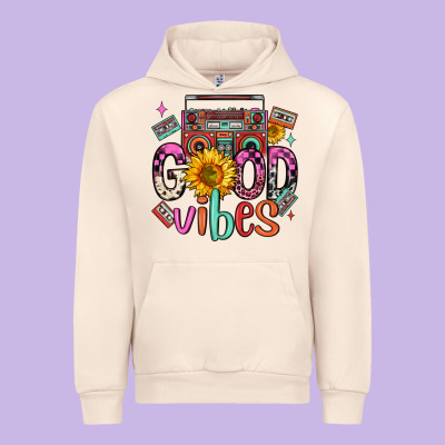 Good Vibes Cassette Boombox Urban Hoodie Designed By Fadigitalartstudio