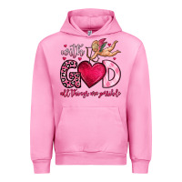 Fuchsia Pink with god all things are possible Urban Hoodie - OliviaCreatesArt