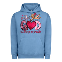 Pigment Pebble Blue with god all things are possible Urban Hoodie - OliviaCreatesArt