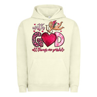Pigment Pistachio with god all things are possible Urban Hoodie - OliviaCreatesArt