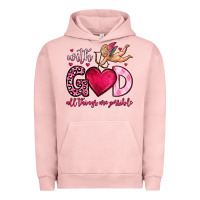 Pigment Salmon with god all things are possible Urban Hoodie - OliviaCreatesArt