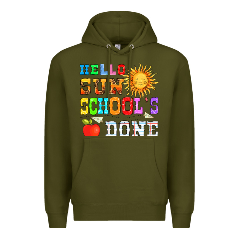 Hello Sun Schools Done Premium Hoodie by HRA Design Shop | Teevron