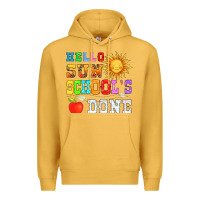 Mustard hello sun schools done Premium Hoodie - HRA Design Shop