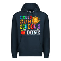 Navy hello sun schools done Premium Hoodie - HRA Design Shop