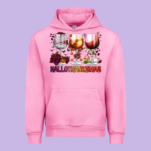 Hallothanksmas Halloween Thanksgiving  Christmas Wine Urban Hoodie Designed By Fadigitalartstudio