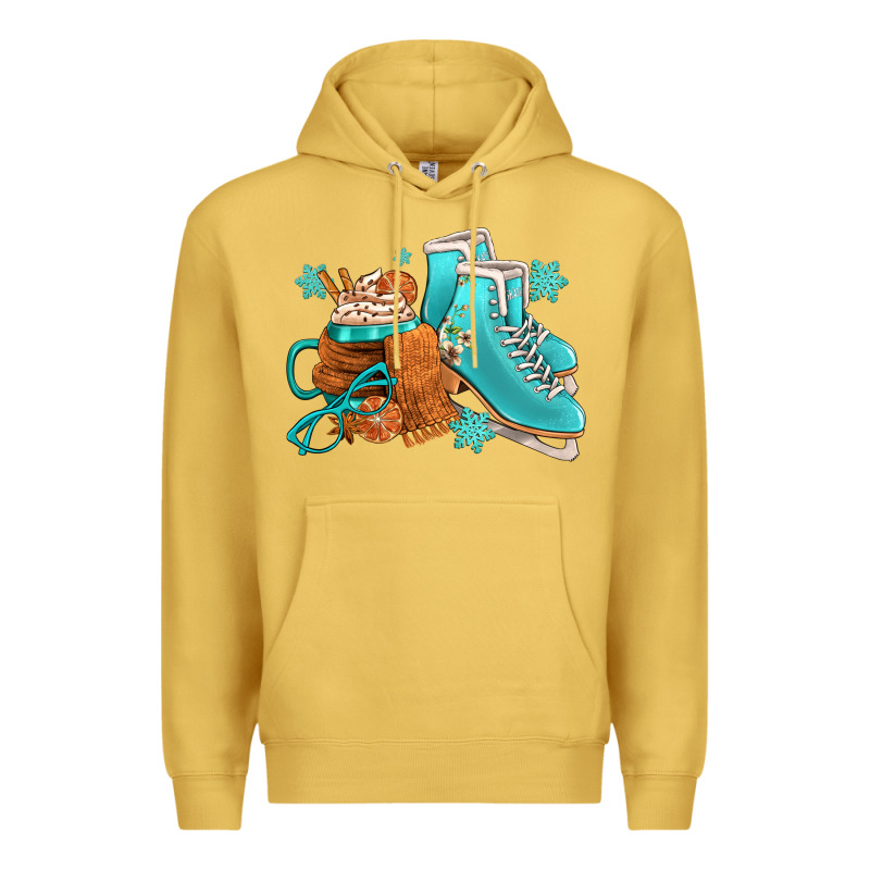 Winter Ice Skating Boots And Coffee Premium Hoodie by FaDigitalArtStudio | Teevron