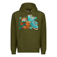 Army Green Winter Ice Skating Boots And Coffee Premium Hoodie - FaDigitalArtStudio