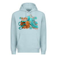 Blue Mist Winter Ice Skating Boots And Coffee Premium Hoodie - FaDigitalArtStudio