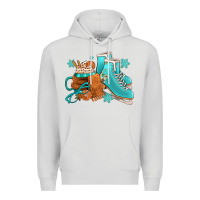 Dove Grey Winter Ice Skating Boots And Coffee Premium Hoodie - FaDigitalArtStudio