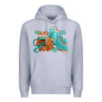 Heather Grey Winter Ice Skating Boots And Coffee Premium Hoodie - FaDigitalArtStudio