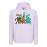 Lilac Winter Ice Skating Boots And Coffee Premium Hoodie - FaDigitalArtStudio