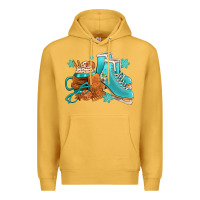 Mustard Winter Ice Skating Boots And Coffee Premium Hoodie - FaDigitalArtStudio