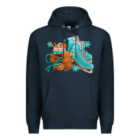 Navy Winter Ice Skating Boots And Coffee Premium Hoodie - FaDigitalArtStudio