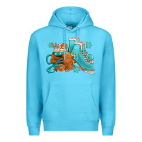 Ocean Blue Winter Ice Skating Boots And Coffee Premium Hoodie - FaDigitalArtStudio