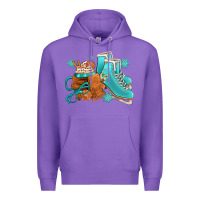 Purple Winter Ice Skating Boots And Coffee Premium Hoodie - FaDigitalArtStudio