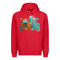 Red Winter Ice Skating Boots And Coffee Premium Hoodie - FaDigitalArtStudio