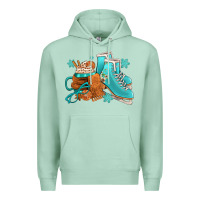 Seafoam Winter Ice Skating Boots And Coffee Premium Hoodie - FaDigitalArtStudio
