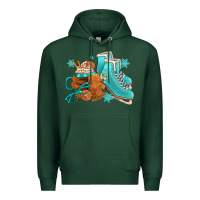 Sports Green Winter Ice Skating Boots And Coffee Premium Hoodie - FaDigitalArtStudio