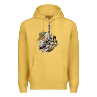 Antique Gold sensitive savage skeleton middle finger Premium Hoodie - FaDigitalArtStudio