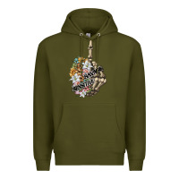 Army Green sensitive savage skeleton middle finger Premium Hoodie - FaDigitalArtStudio