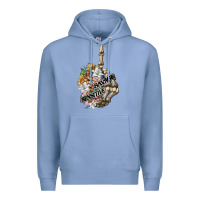 Colony Blue sensitive savage skeleton middle finger Premium Hoodie - FaDigitalArtStudio