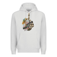 Dove Grey sensitive savage skeleton middle finger Premium Hoodie - FaDigitalArtStudio