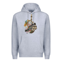 Heather Grey sensitive savage skeleton middle finger Premium Hoodie - FaDigitalArtStudio