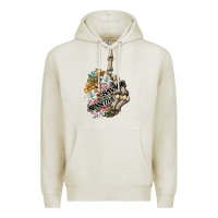 Oatmeal Heather sensitive savage skeleton middle finger Premium Hoodie - FaDigitalArtStudio