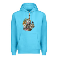 Ocean Blue sensitive savage skeleton middle finger Premium Hoodie - FaDigitalArtStudio