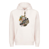Pale Pink sensitive savage skeleton middle finger Premium Hoodie - FaDigitalArtStudio