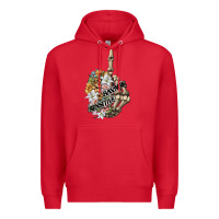 Red sensitive savage skeleton middle finger Premium Hoodie - FaDigitalArtStudio