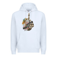 White sensitive savage skeleton middle finger Premium Hoodie - FaDigitalArtStudio