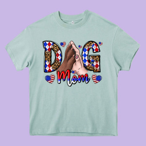 America Dog Mama Heavy Core Tee Designed By Cowhidedigitalart