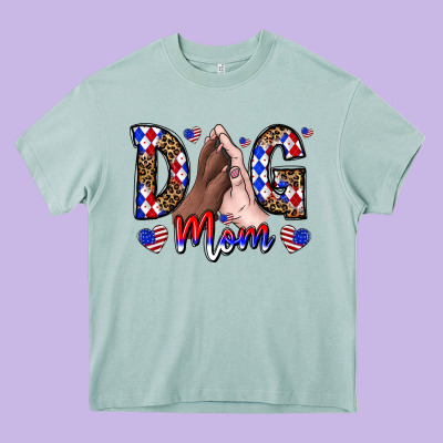 America Dog Mama Heavy Core Tee Designed By Cowhidedigitalart