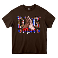 Chocolate Brown America Dog Mama Heavy Core Tee - CowhideDigitalArt