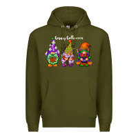Army Green happy halloween gnomes white Premium Hoodie - RacoonDesign