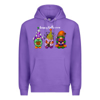 Purple happy halloween gnomes white Premium Hoodie - RacoonDesign